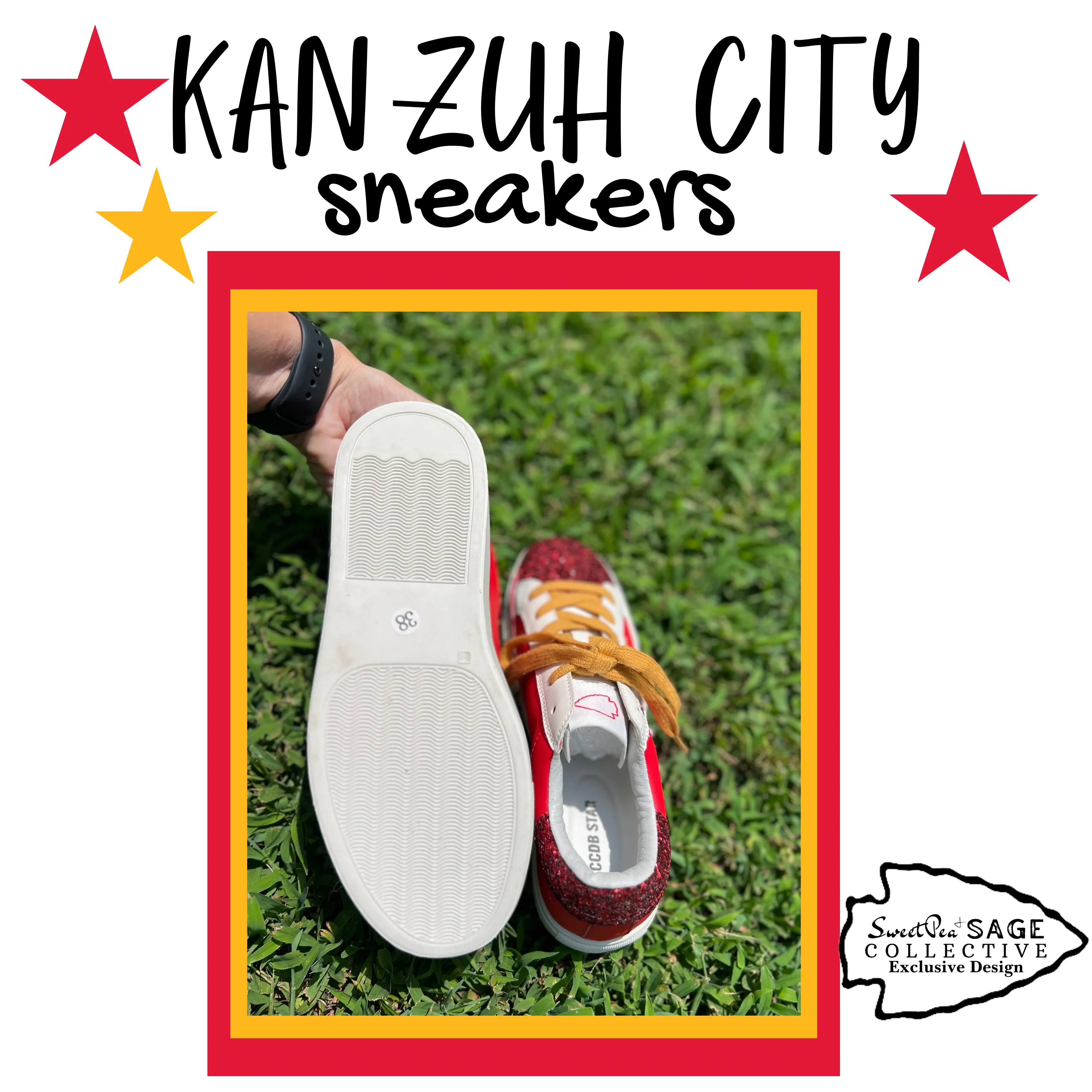 KAN ZUH CITY ‘Chiefs’ Custom Retro Game Day Sneaker Shoe