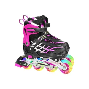 Kids Adjustable Inline Skates with Light Up Wheels Size33-37 Pink