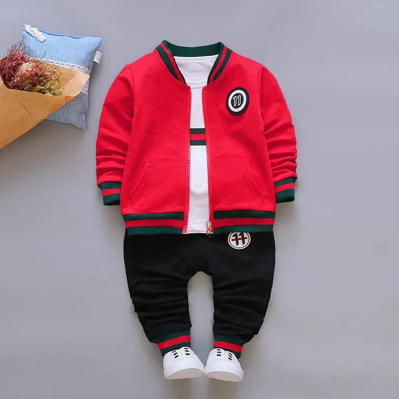 Kids Boys Clothing Sets Coat jacket T Shirt Pants 3 Pcs Children Sport Suits Baby Boys Clothes Set