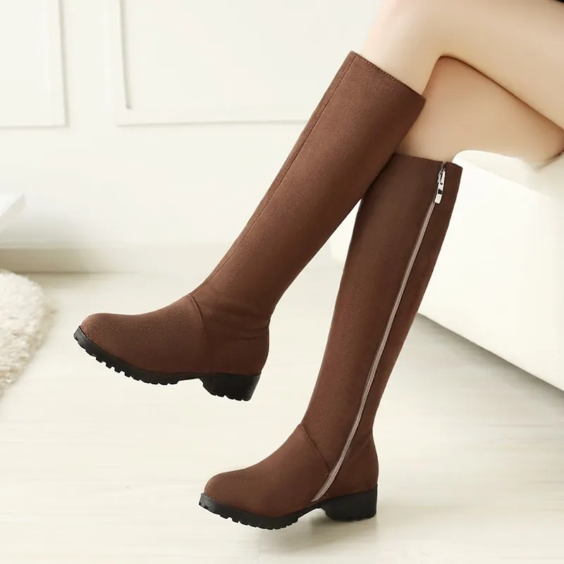 knee high boots winter square heels