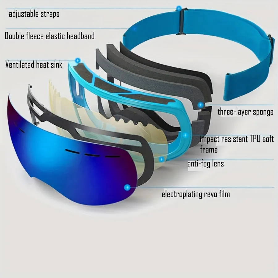 Latest Men's High-Performance Gradient Lens Ski Goggles with TPU Frame for Alpine Skiing