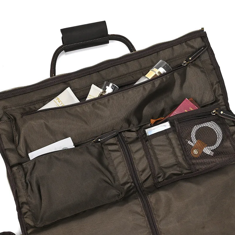 Leather Rolling Garment Bag, Garment Duffle Bag with Wheels for Travel,Convertible Garment Bag with Shoe Compartment