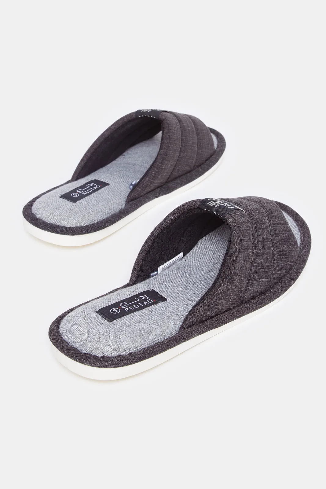 Men Black Textured Slipper