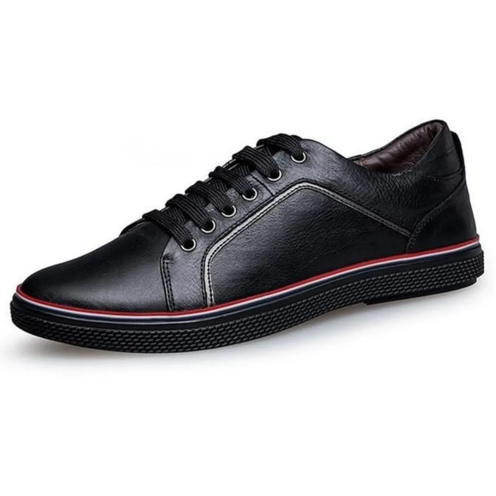 Mens Casual Leather Lace Up Sneakers