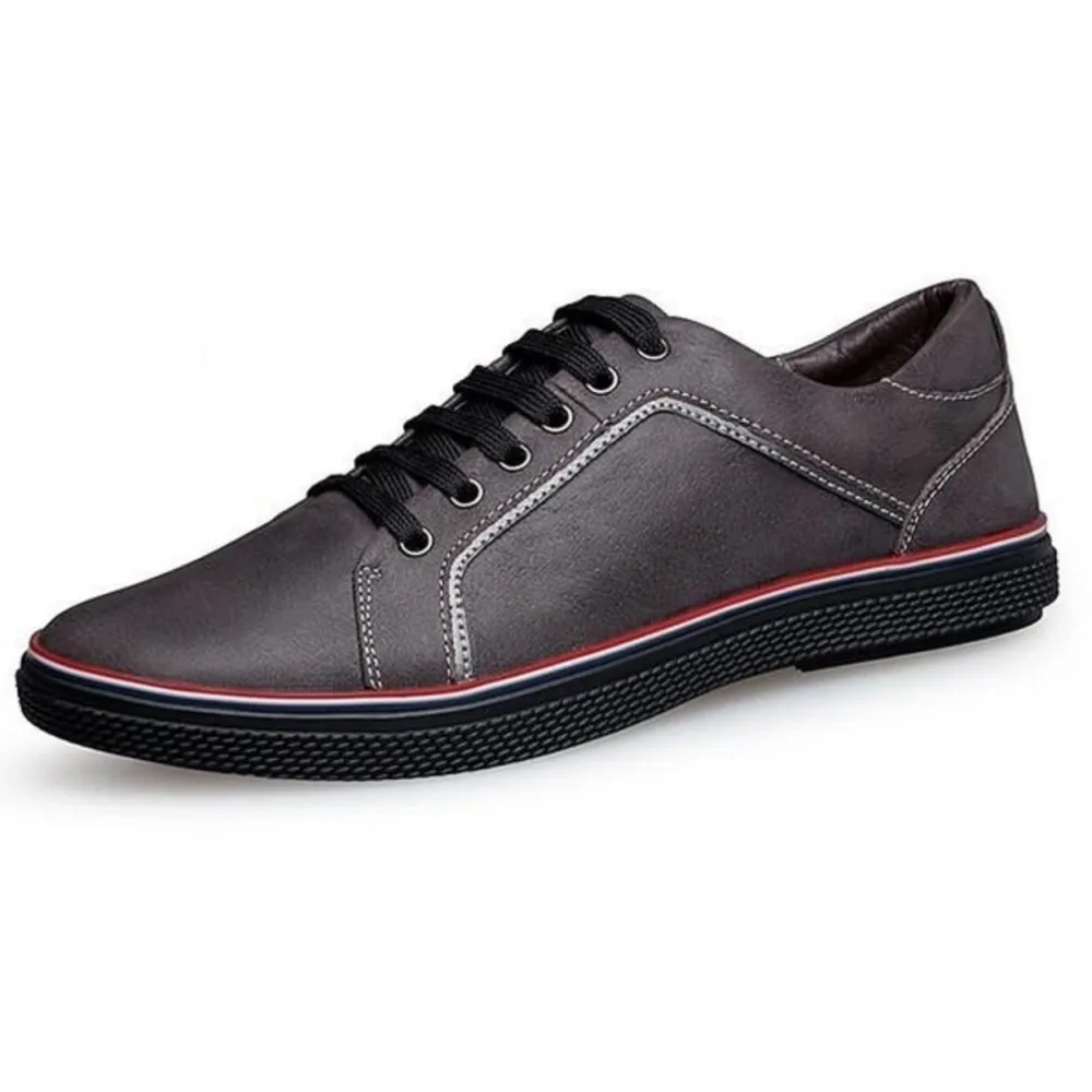 Mens Casual Leather Lace Up Sneakers