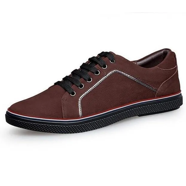 Mens Casual Leather Lace Up Sneakers