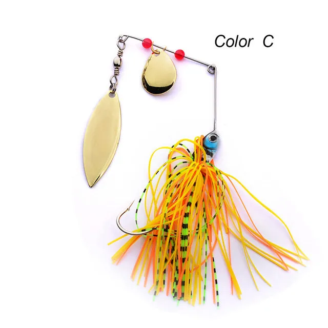 Metal Lure Wobblers Sinking Fishing Lure Spinnerbait Black Large Mouth Bass Fish Colorado Willow Blades Flash Chartreuse ZB9042