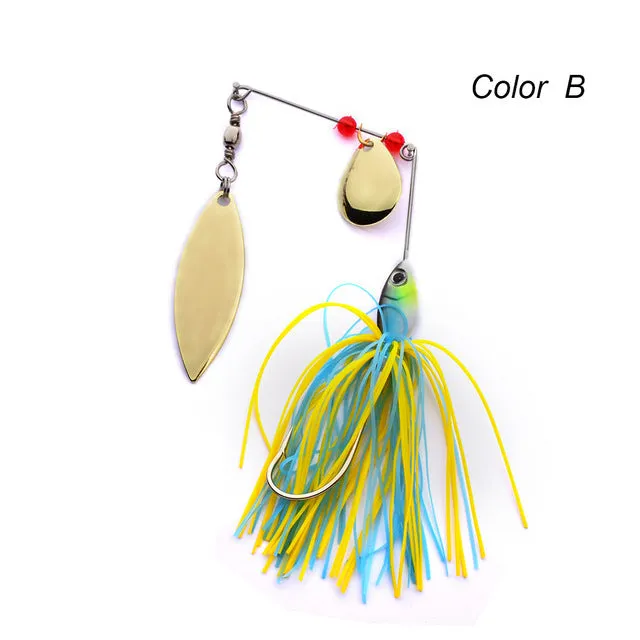 Metal Lure Wobblers Sinking Fishing Lure Spinnerbait Black Large Mouth Bass Fish Colorado Willow Blades Flash Chartreuse ZB9042