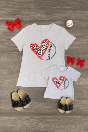 Mom & Me - Cheetah Heart Baseball Top