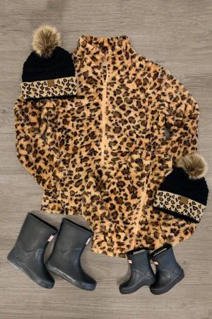 Mom & Me - Cheetah Sherpa Zip Up Jacket