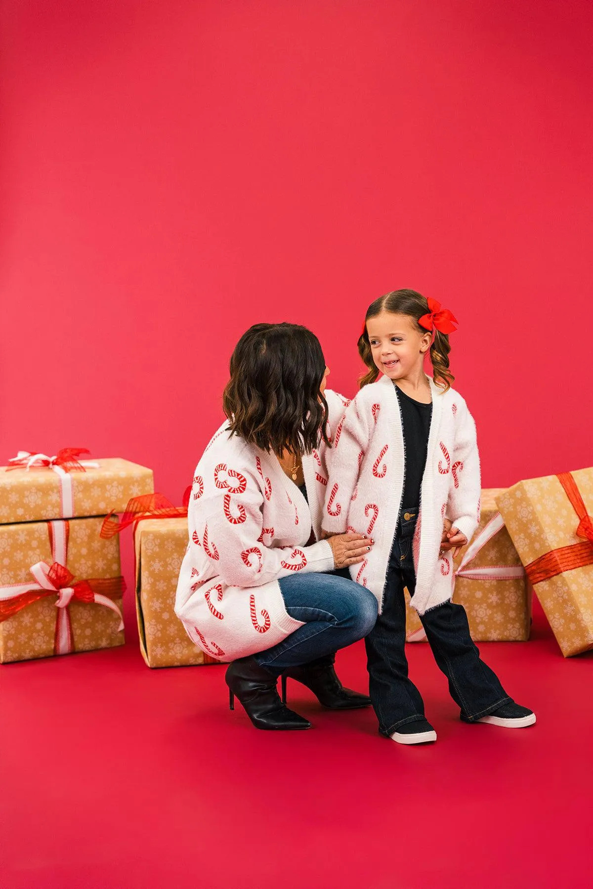 Mom & Me - Cozy Candy Cane Cardigan