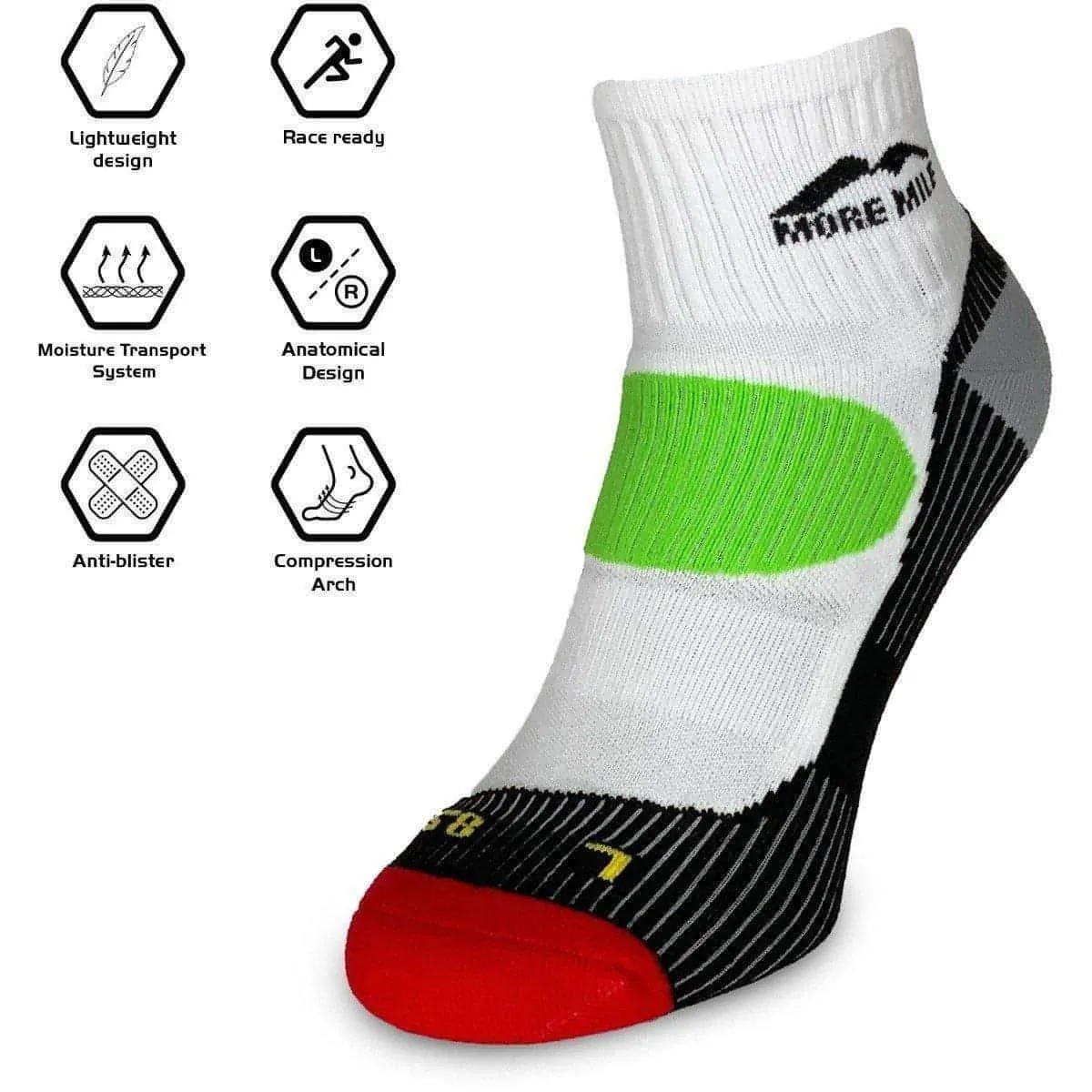 More Mile London 3 Pack Running Socks - Multi