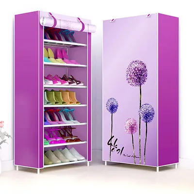 Multi-layer Non-woven Cloth Fabric Dustproof Shoe Cabinet Folding Portable DIY Assembly Metal Shoe Rack Home Shoes Storage Rack