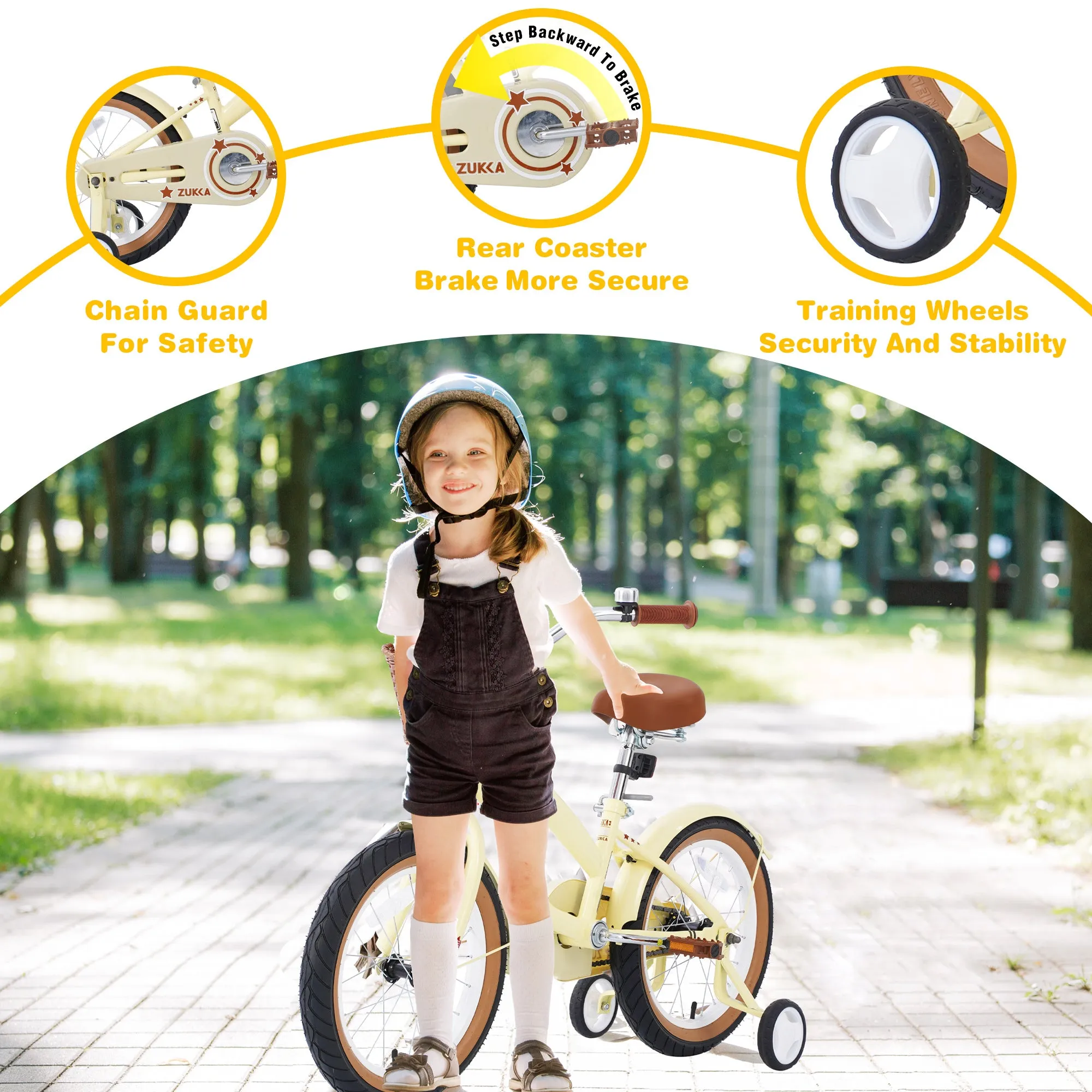 Multiple Colors,Girls Bike for 4-7Years Old Kids,16 inch wheel , Training Wheels Included