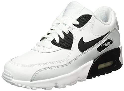 Nike Air Max 90 Letter Big Kids Style Shoes : 833412, White/Black/Platinum, 6.5