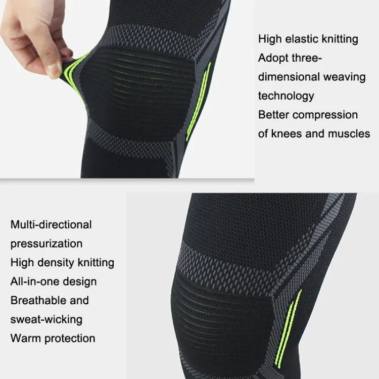 Nylon Sports Protective Gear Four-Way Stretch Knit Knee Pads, Size: L(Dark Green)