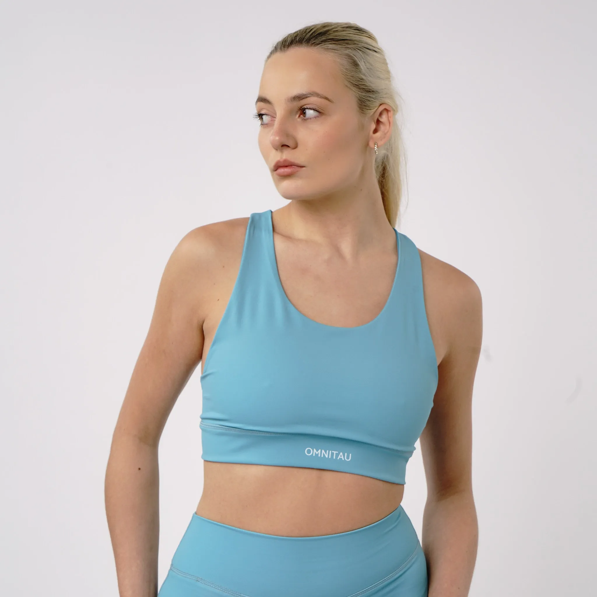 Omnitau Women's Inspire Performance Racerback Classic Sports Bra Top - Teal Blue