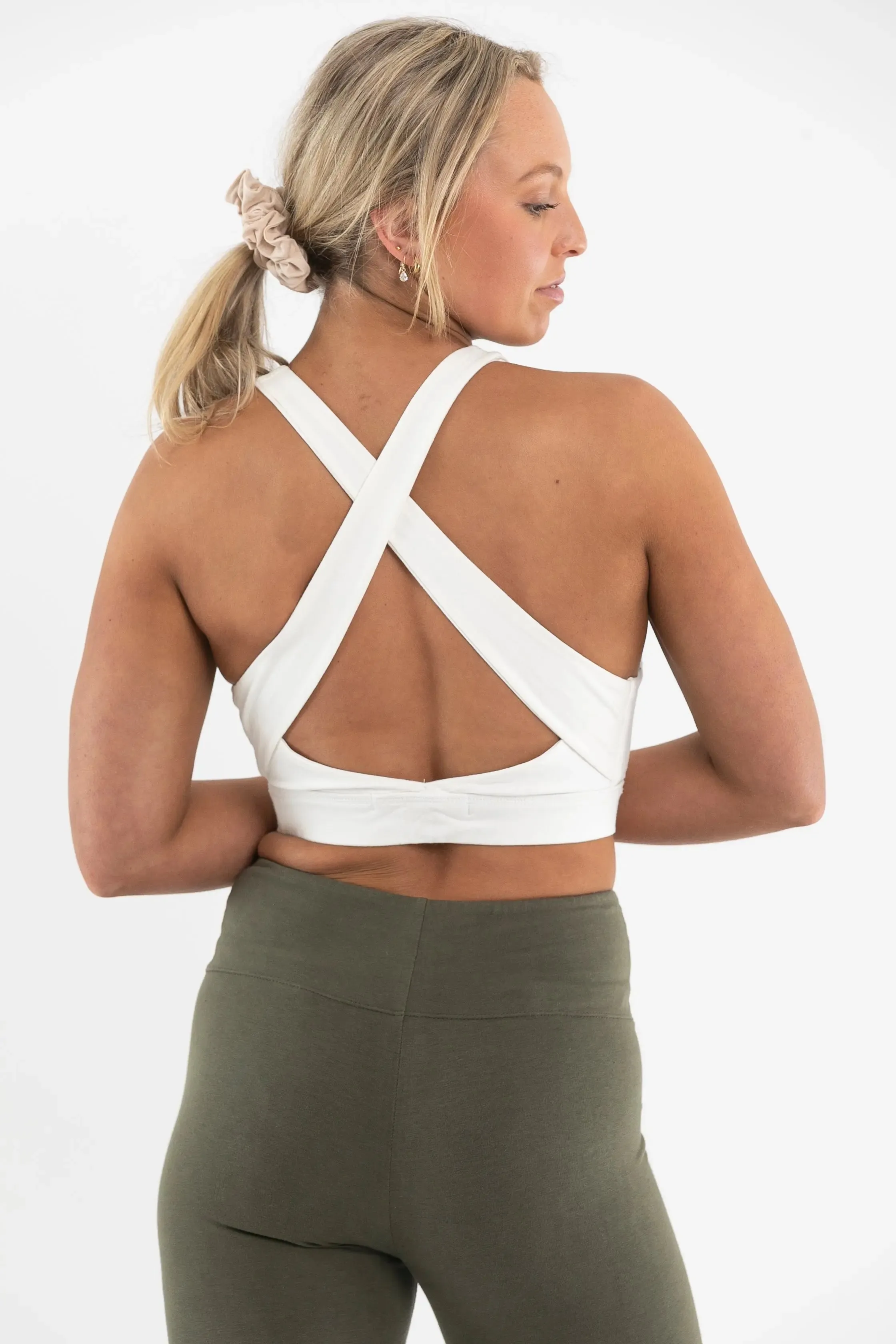 Organic Crossed Back Bra Off-White