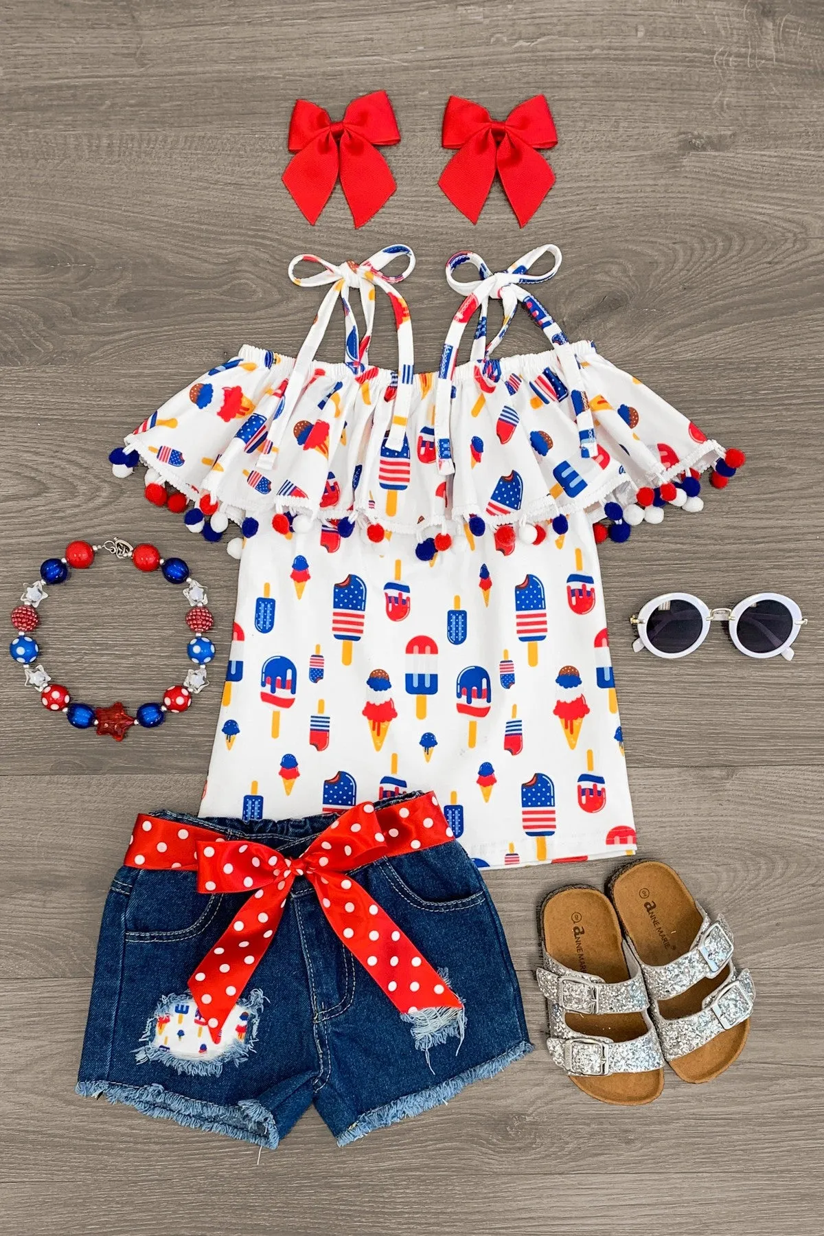 Patriotic Popsicle Denim Short Set