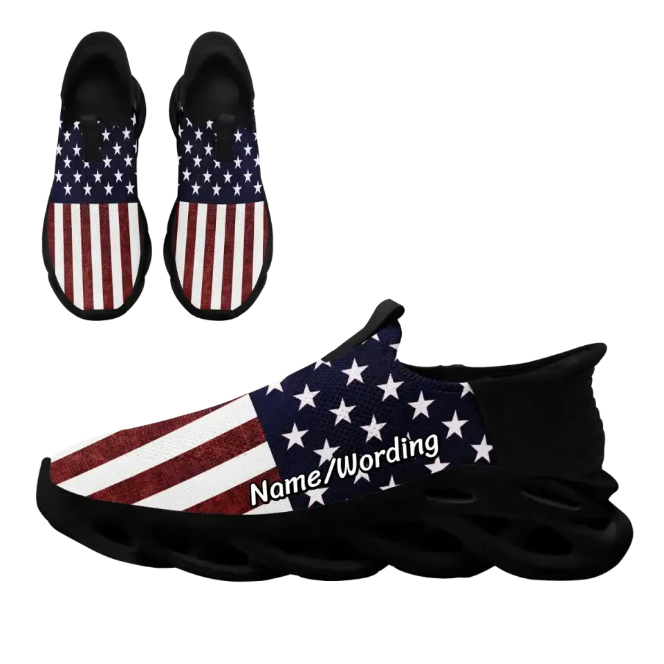 Personalized America Flag Sneaker, Custom Patriotic Shoes, Flyknit Slip on shoes,Running and Walking shoes,PC-FN-006-23020088