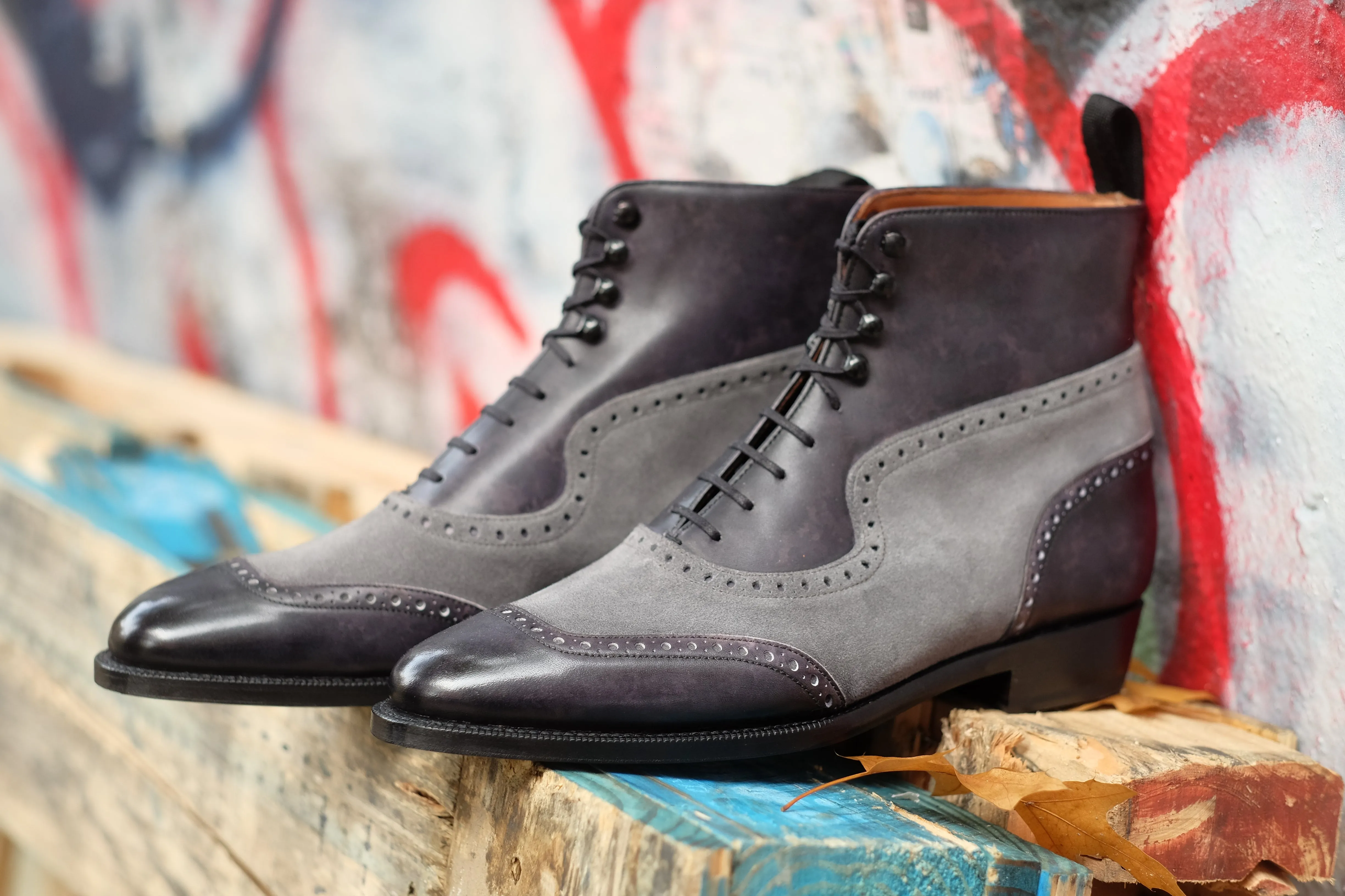 Pinehurst - MTO - Black Marble Patina / Light Grey Suede - TMG Last - Single Leather Sole