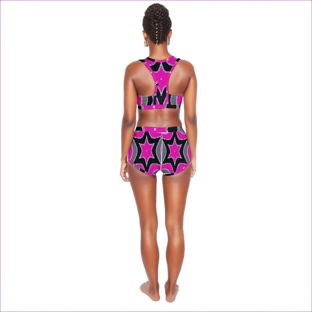 Pink Star Racerback Boyleg Bikini Set