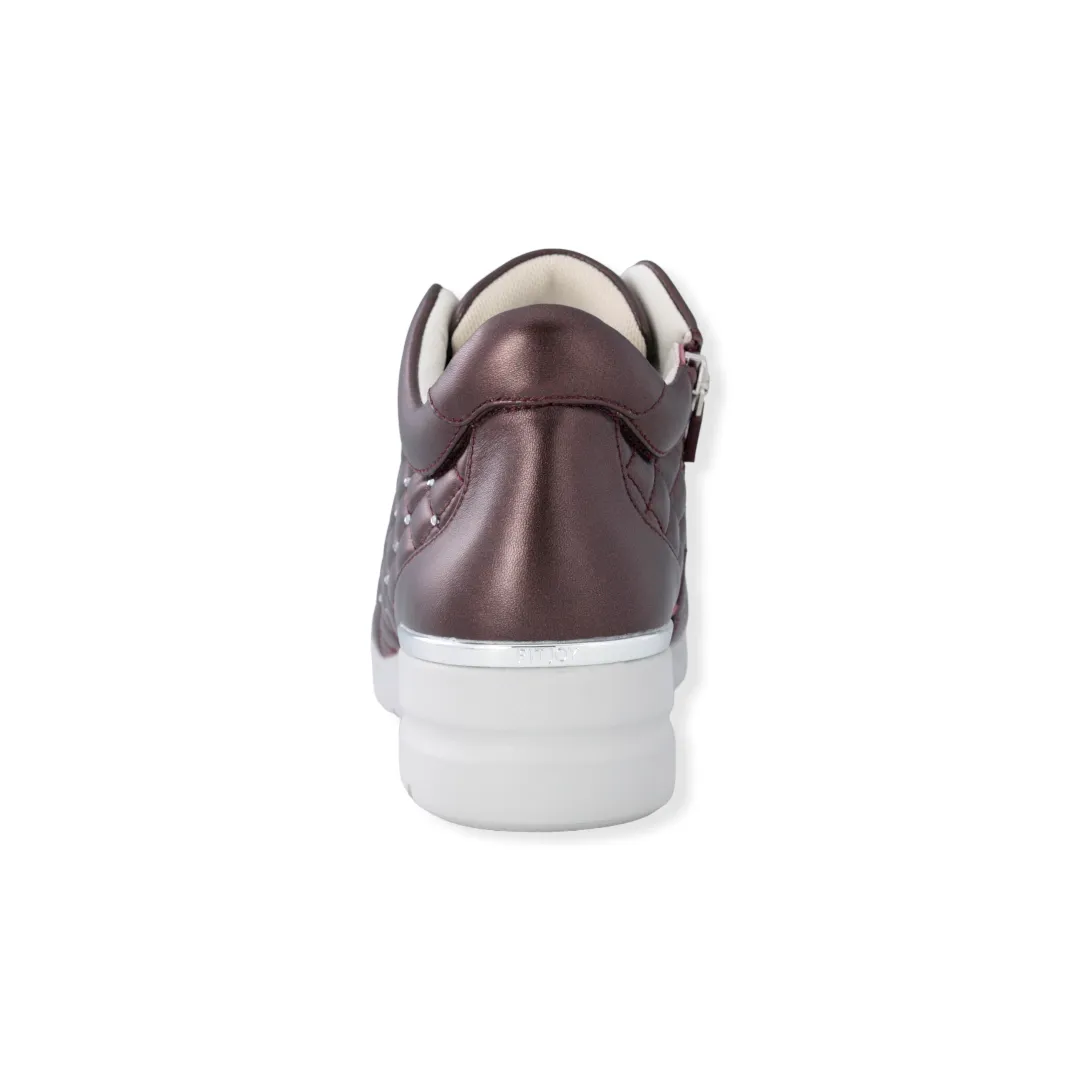 Quilted design Sheepskin leather Sneakers with Swarovski crystal decorations  #FJ070