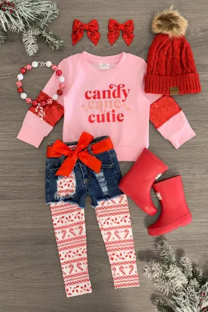 "Candy Cane Cutie" Legging & Short Set