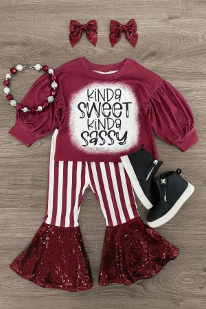 "Kinda Sweet Kinda Sassy" Striped Sequin Bell Bottom Set