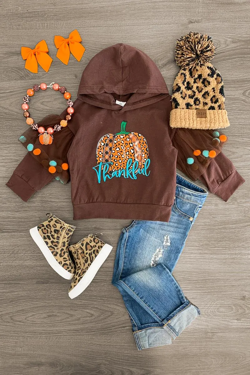 "Thankful" Brown Pumpkin Hoodie