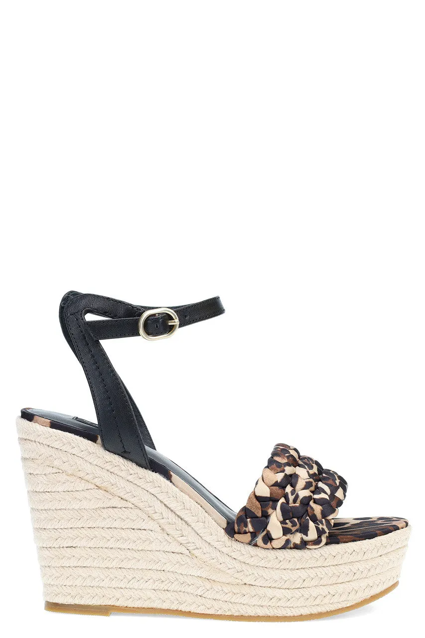 Rae Luxe Leopard Hinami Braided Wedge Sandals