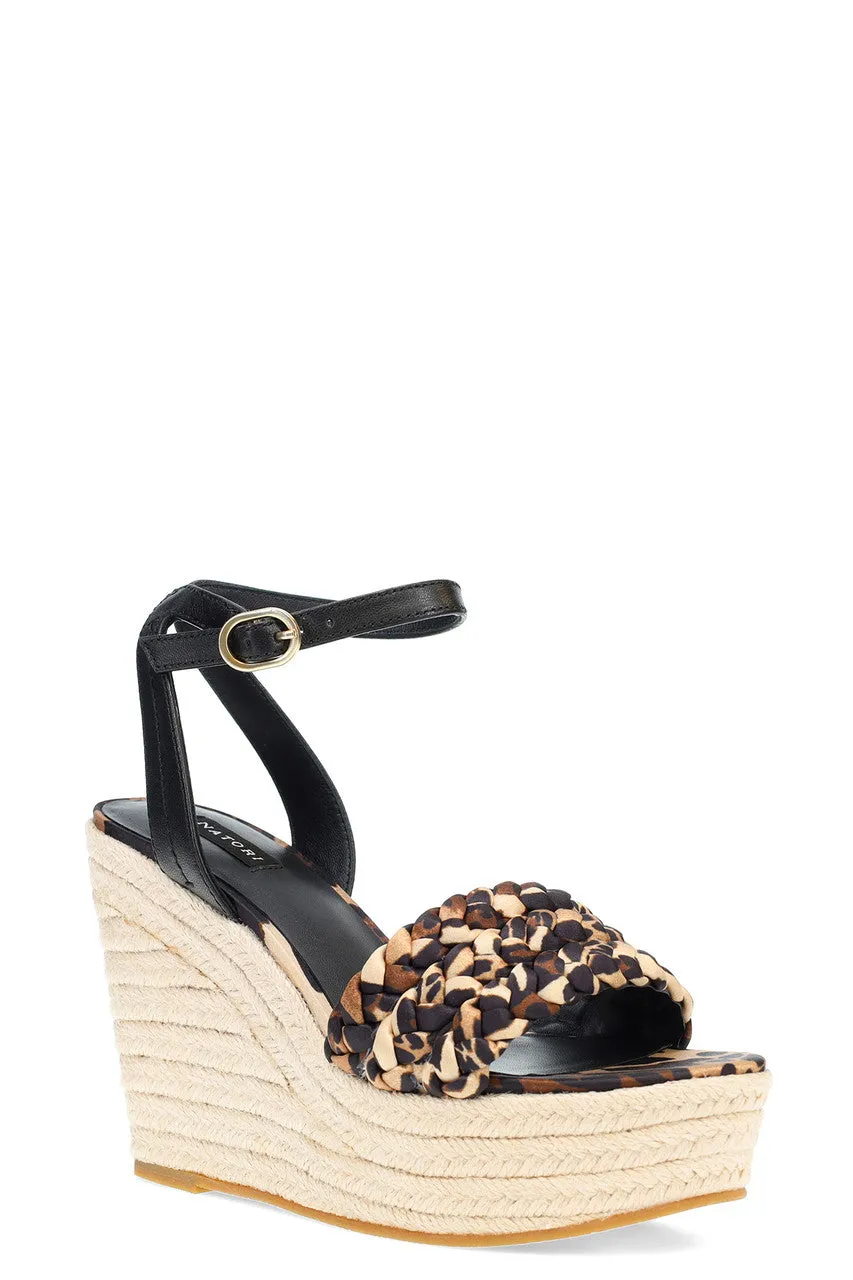 Rae Luxe Leopard Hinami Braided Wedge Sandals