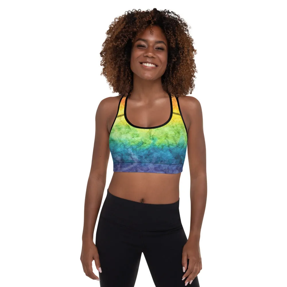 Rainbow Padded Sports Bra