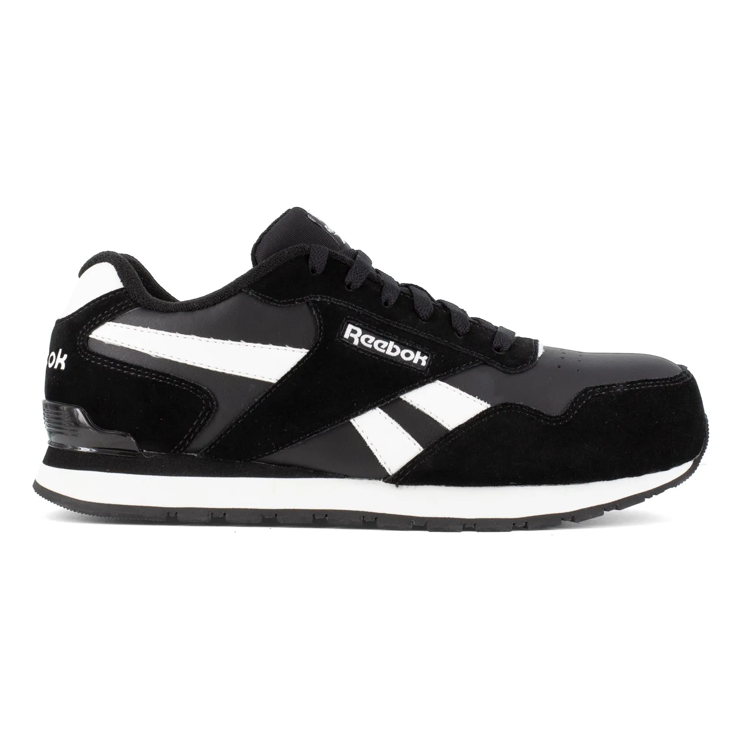 Reebok Mens Black/White Leather Work Shoes Harman Classic Sneaker CT