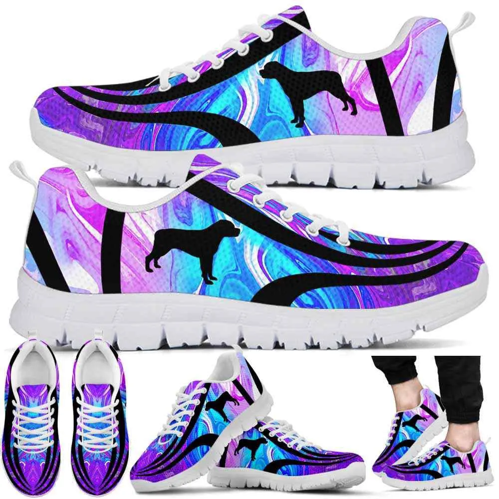 Rottweiler Sneaker, Rottweiler Dog Lovers Blue Purple Wave Sneakers Gym Running Shoes Gift Women Men, Rottweiler Shoes