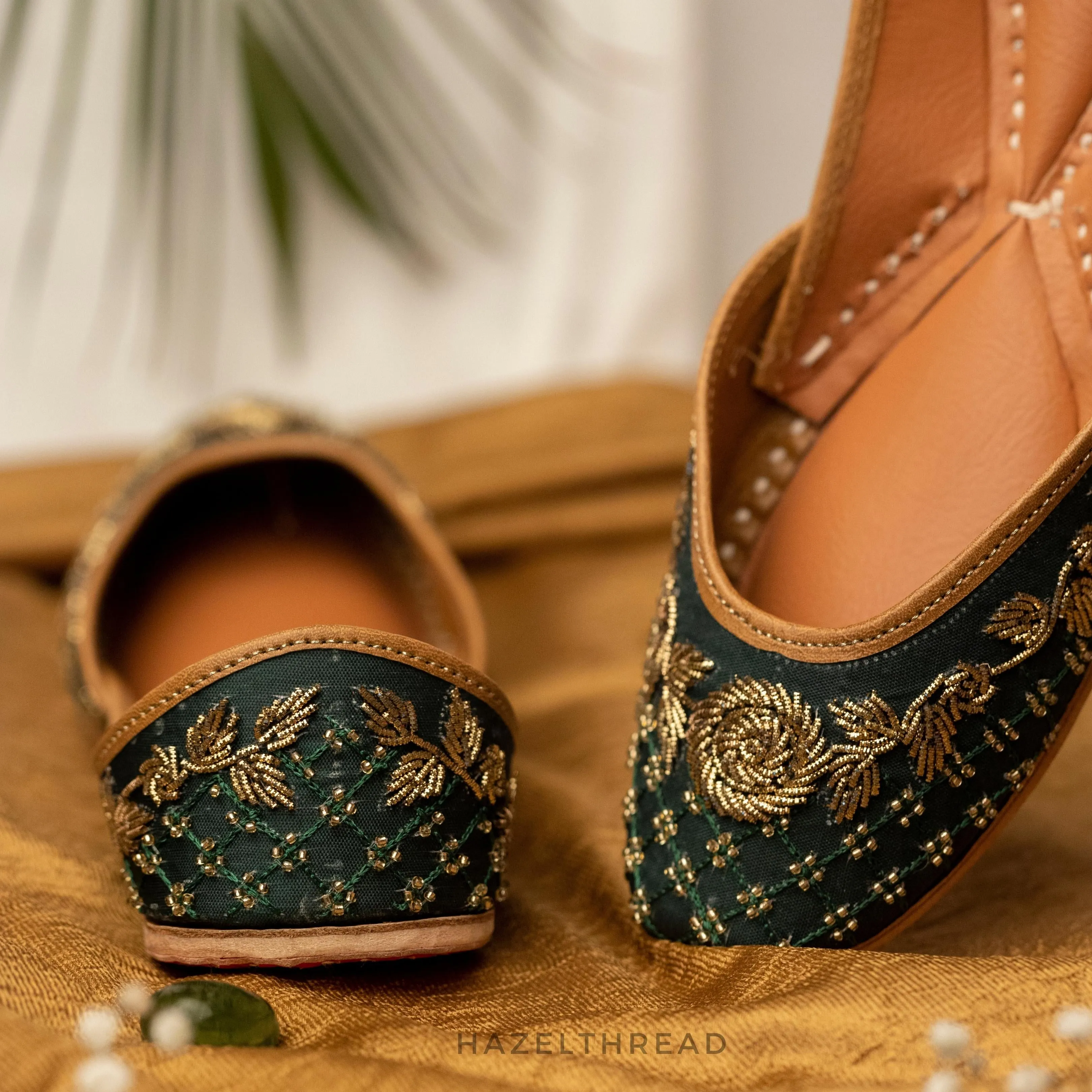 Ruhi Emerald Green Juttis