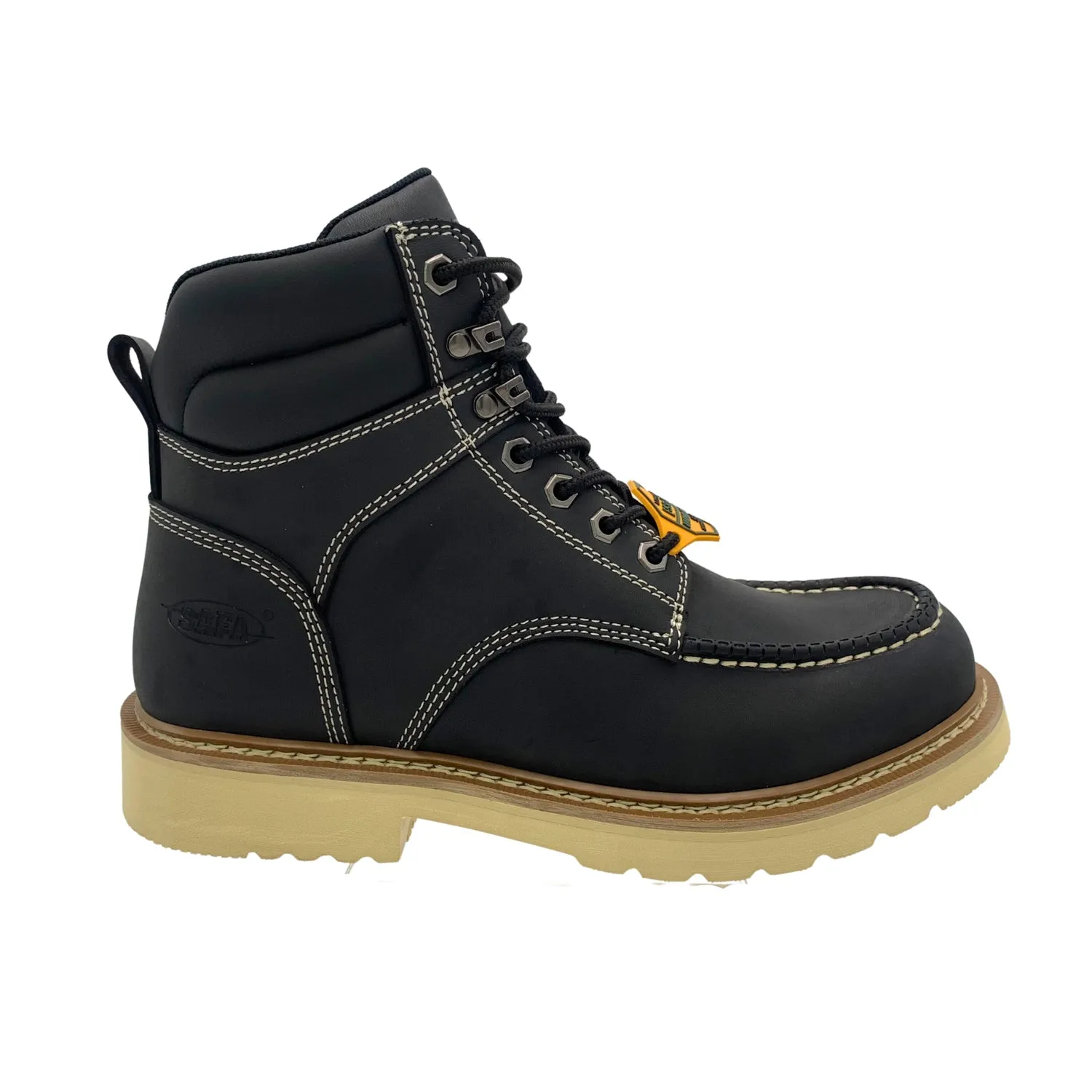 SAFA Mens SAFA 6in Comp Toe Black Leather Work Boots