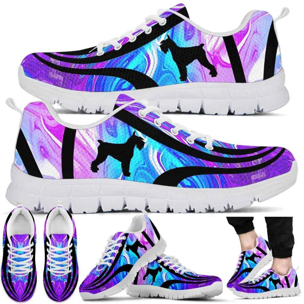 Schnauzer Sneaker, Schnauzer Dog Lovers Blue Purple Wave Sneakers Gym Running Shoes Gift Women Men, Schnauzer Shoes