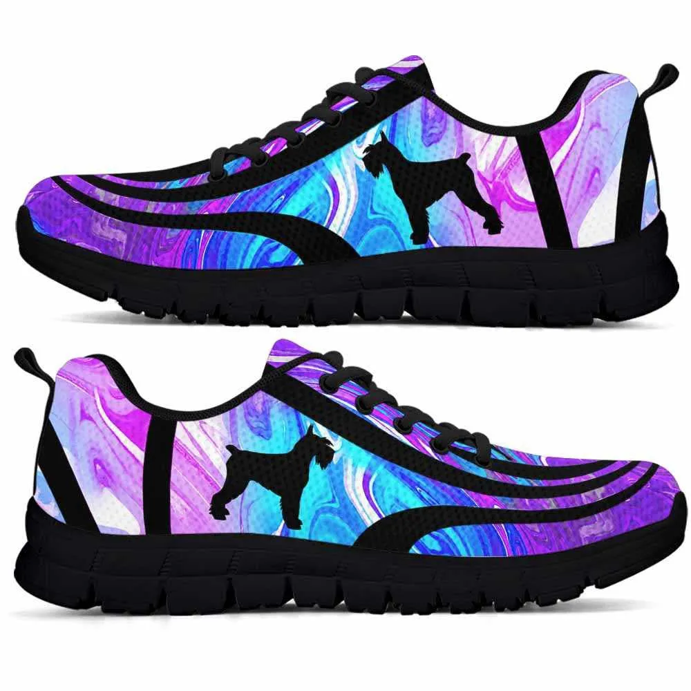 Schnauzer Sneaker, Schnauzer Dog Lovers Blue Purple Wave Sneakers Gym Running Shoes Gift Women Men, Schnauzer Shoes