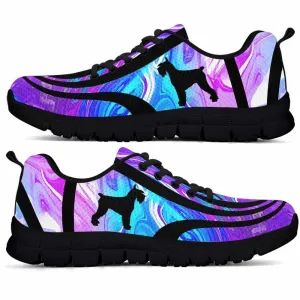 Schnauzer Sneaker, Schnauzer Dog Lovers Blue Purple Wave Sneakers Gym Running Shoes Gift Women Men, Schnauzer Shoes