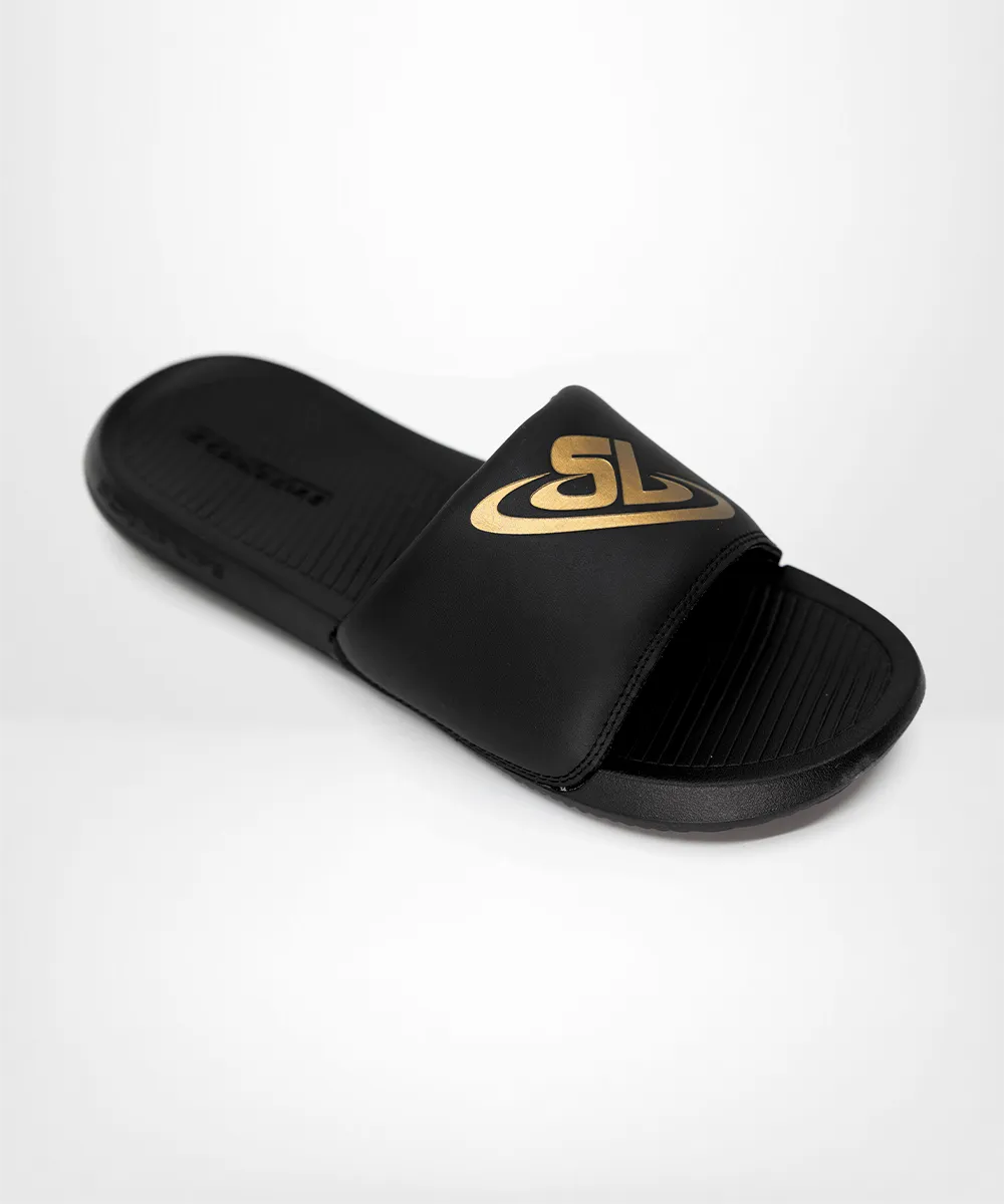 ScrapLife Sport Slides - Black With Gold Logo Wrestling Shoes