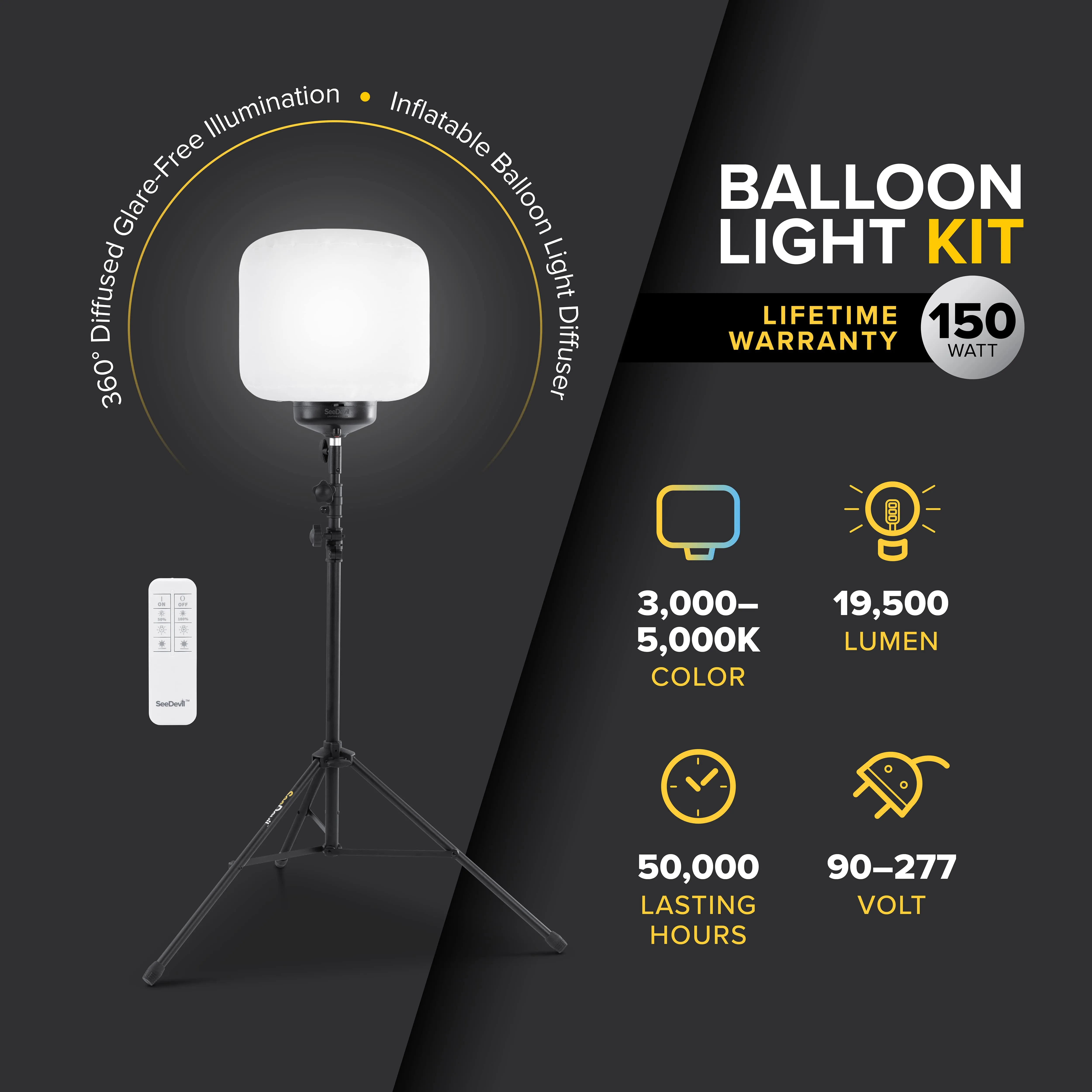 SeeDevil 150 Watt Balloon Light Kit