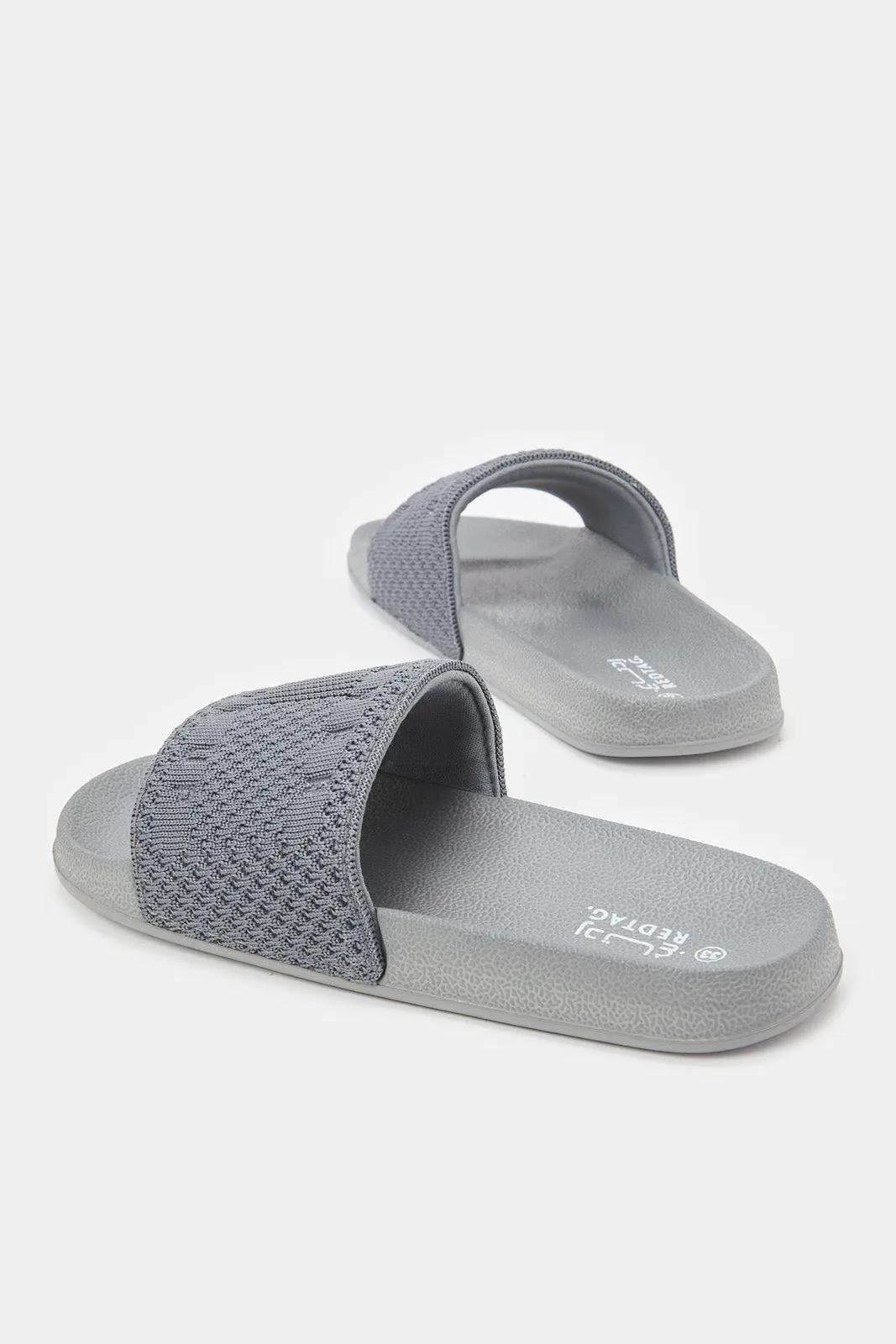 Senior Boys Grey Knitted Slides