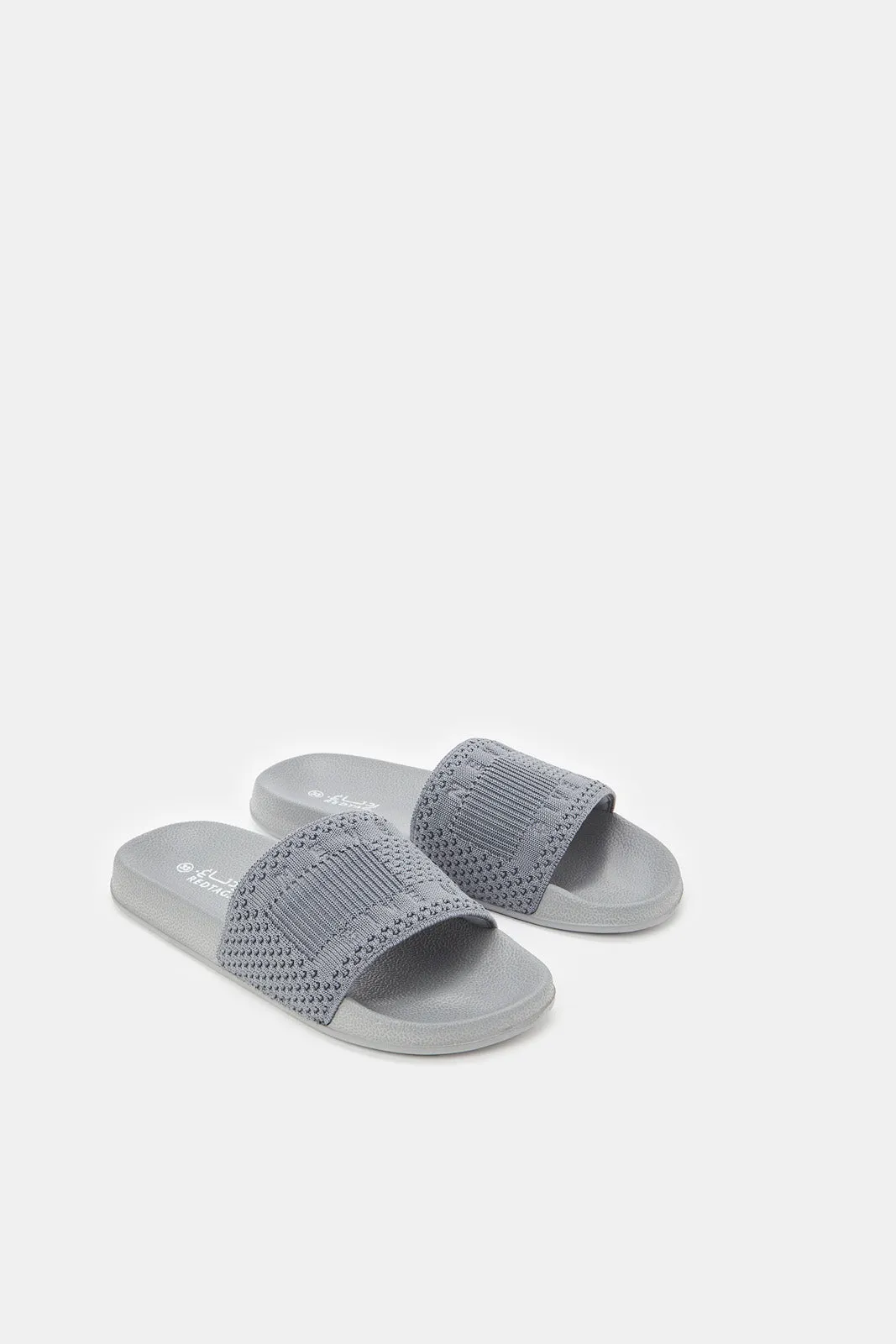 Senior Boys Grey Knitted Slides