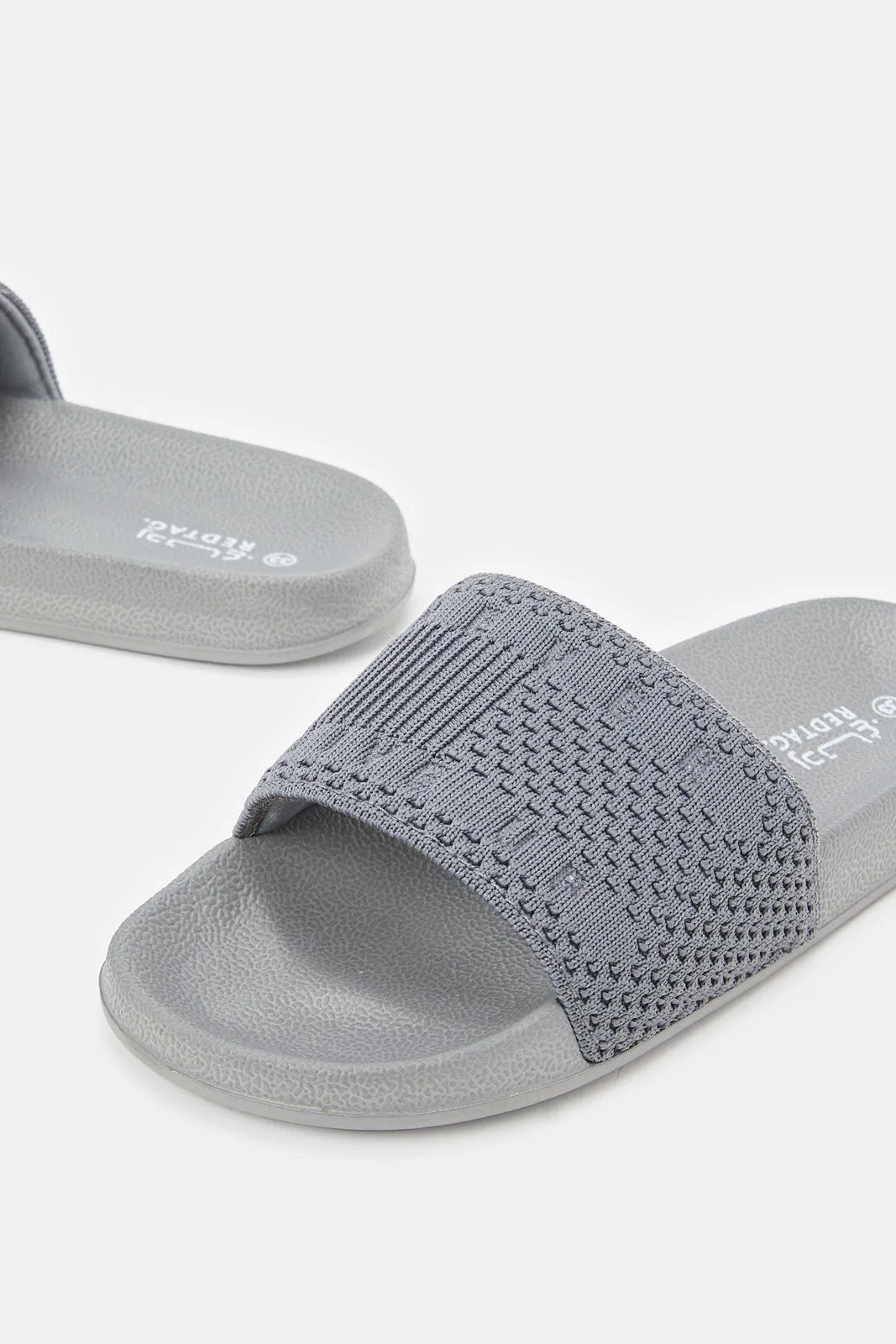 Senior Boys Grey Knitted Slides