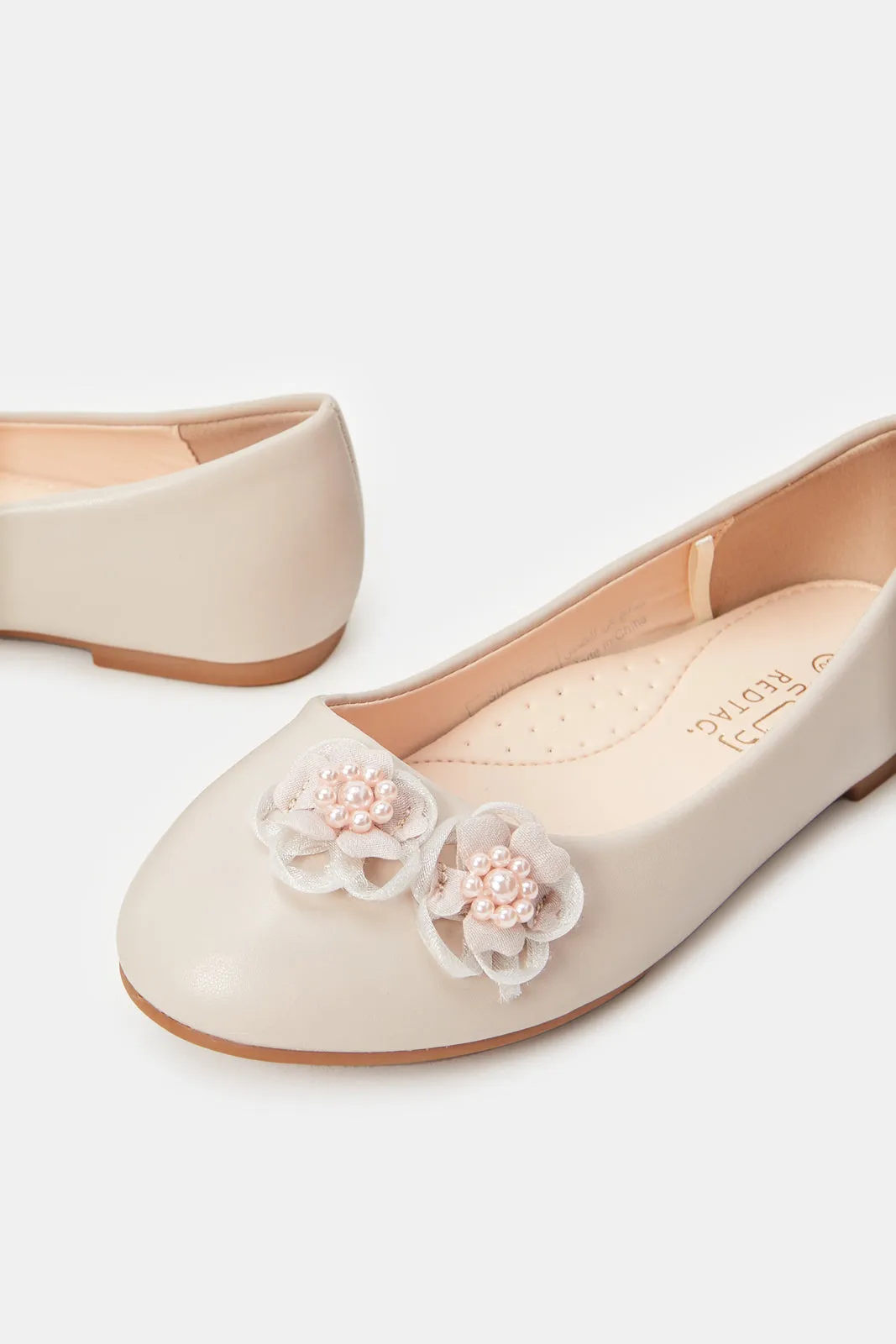 Senior Girls Beige Floral Ballerina