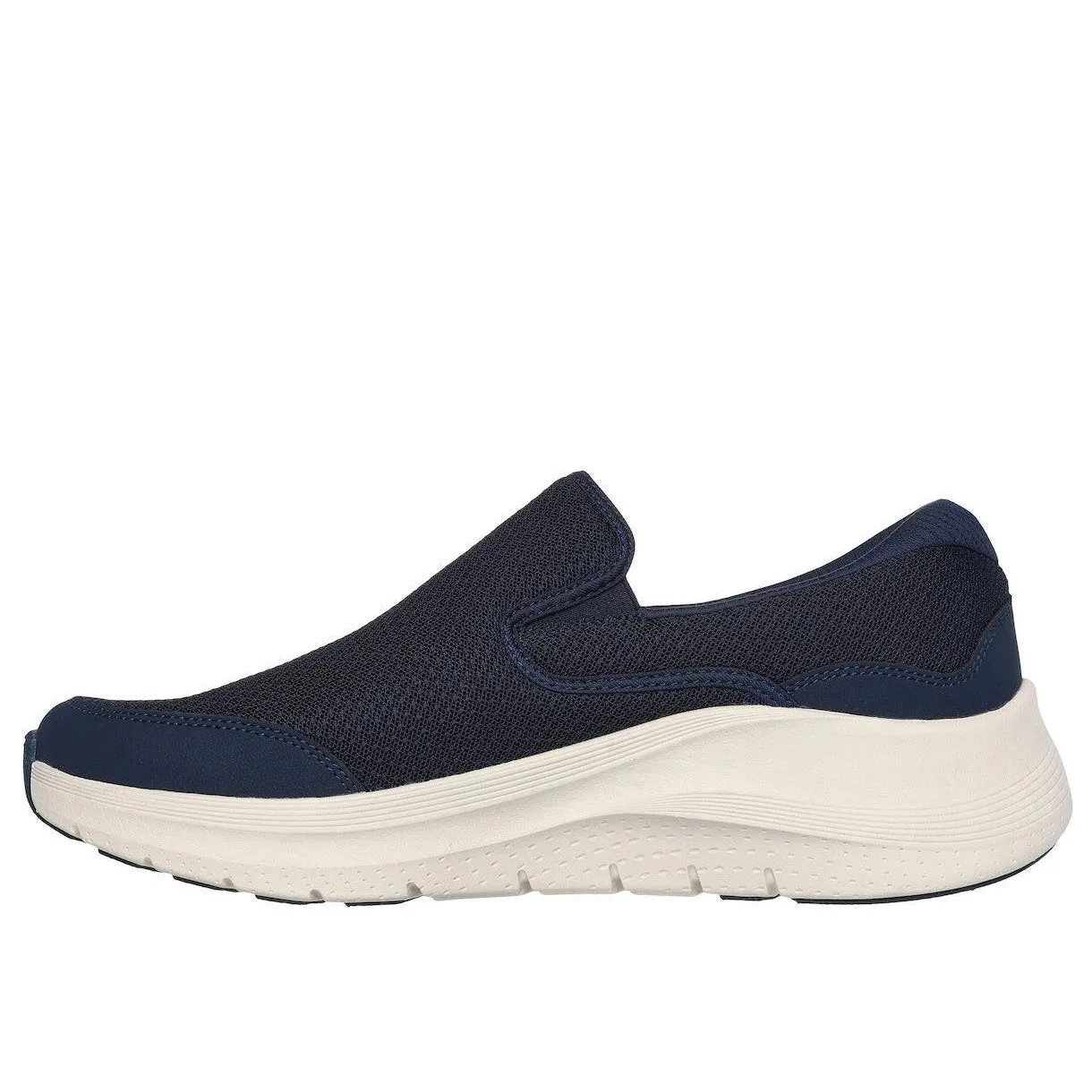 Skechers 232706 Arch Fit 2.0 - Vallo Mens Navy Leather & Textile Vegan Slip On Trainers