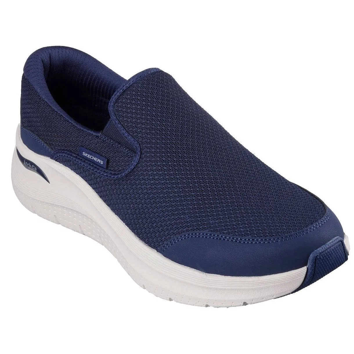 Skechers 232706 Arch Fit 2.0 - Vallo Mens Navy Leather & Textile Vegan Slip On Trainers