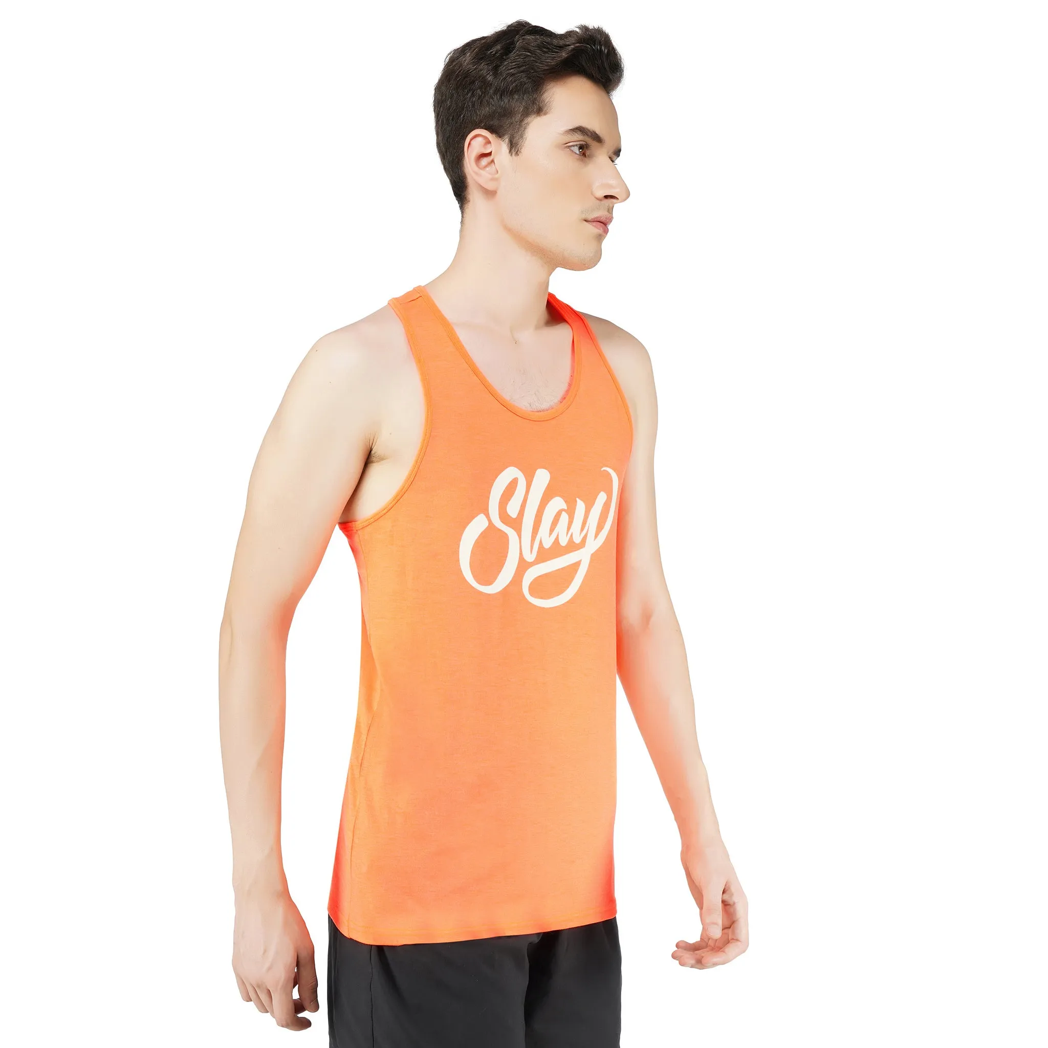 SLAY. Sport Men's Neon Orange Printed Vest