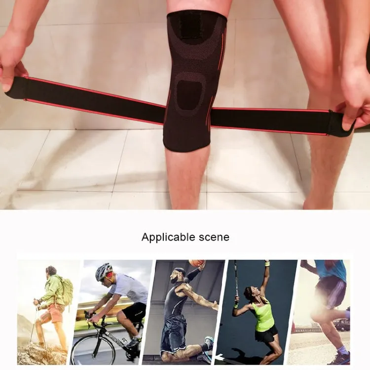 Sports High Elastic Shockproof Non-slip Silicone Knee Support Guards with Pressure Strip Size: XL